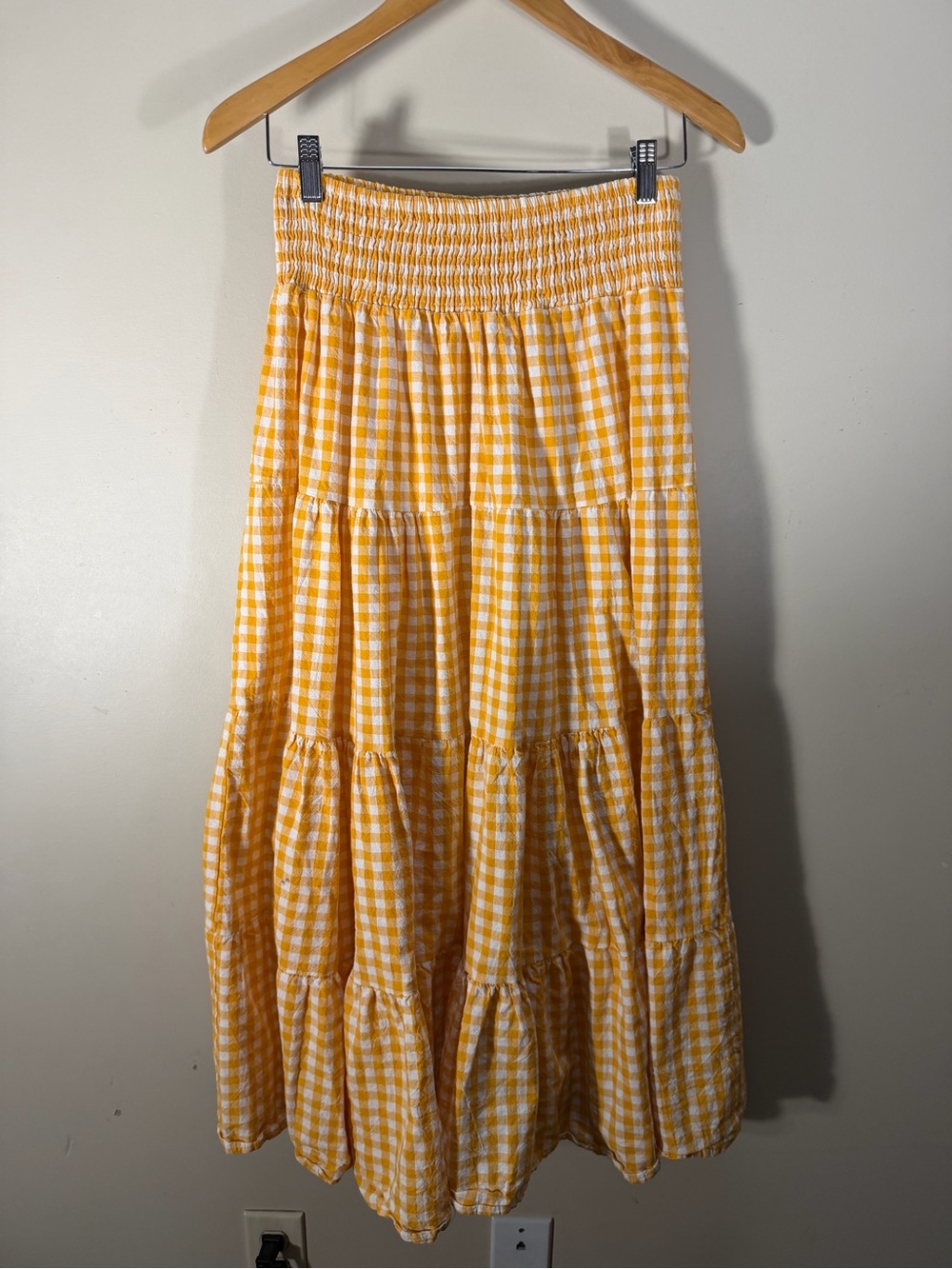 NWOT Petal + Pup Yellow Gingham Cotton Tiered Maxi Skirt Size 8 - Picture 3 of 10